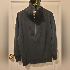 Aerie Womens Charcoal Zip-Up Sweater
